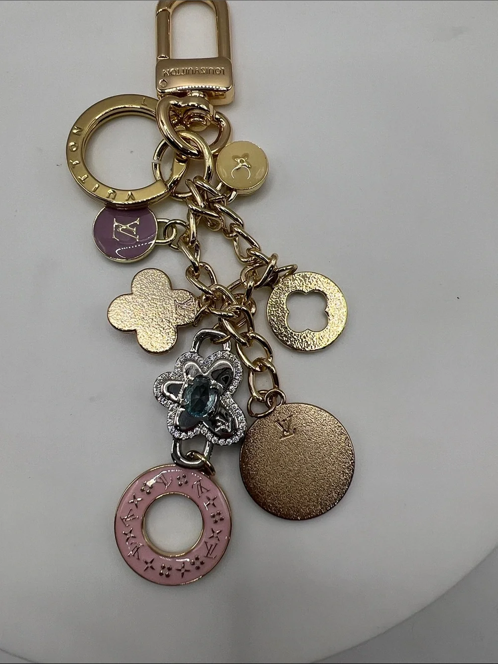 1465. Gold-tone Multicolor Charm Keychain or Bag Charm.